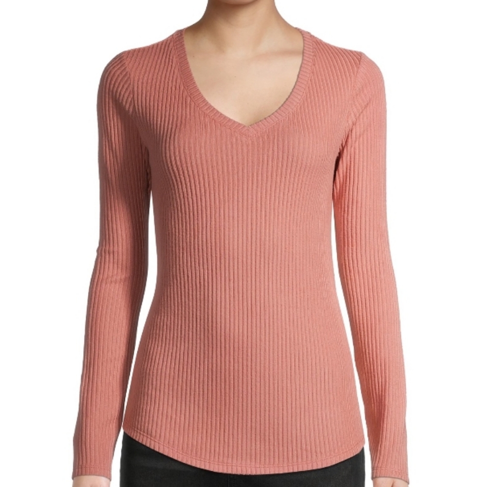 No Boundaries Juniors Long Sleeve Ribbed V-Neck T-Shirt